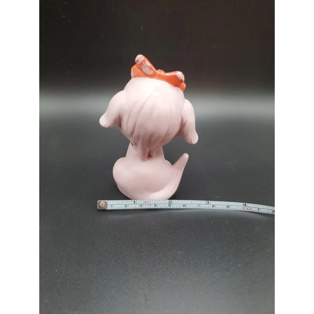 Vintage Kelvin's Dog With Hair Bow Pink Figurine